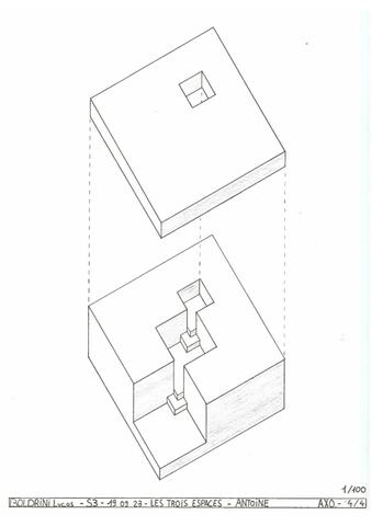 Atelier de projet rendu intermédiaire axonométrie, Lucas Boldrini
