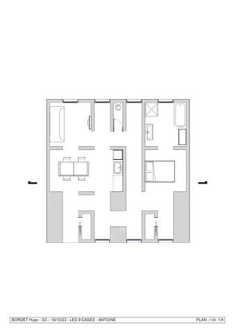  Atelier de projet L2 plan de coupes 1, axonométrie Hugo Bordet
