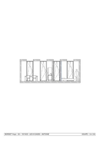  Atelier de projet L2 plan de coupes 2, axonométrie Hugo Bordet