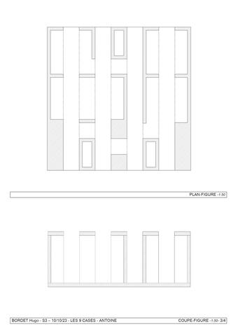  Atelier de projet L2 plan de coupes 3, axonométrie Hugo Bordet