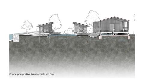 Coupe perspective transversale de l’eau