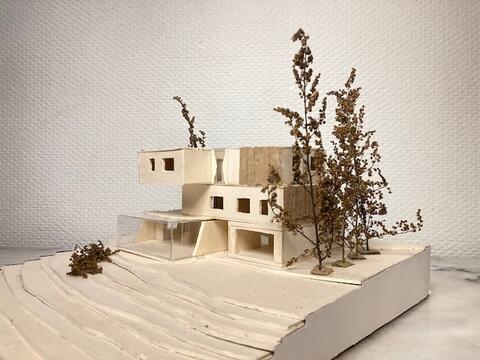 Maquette maison des volumes glissés 